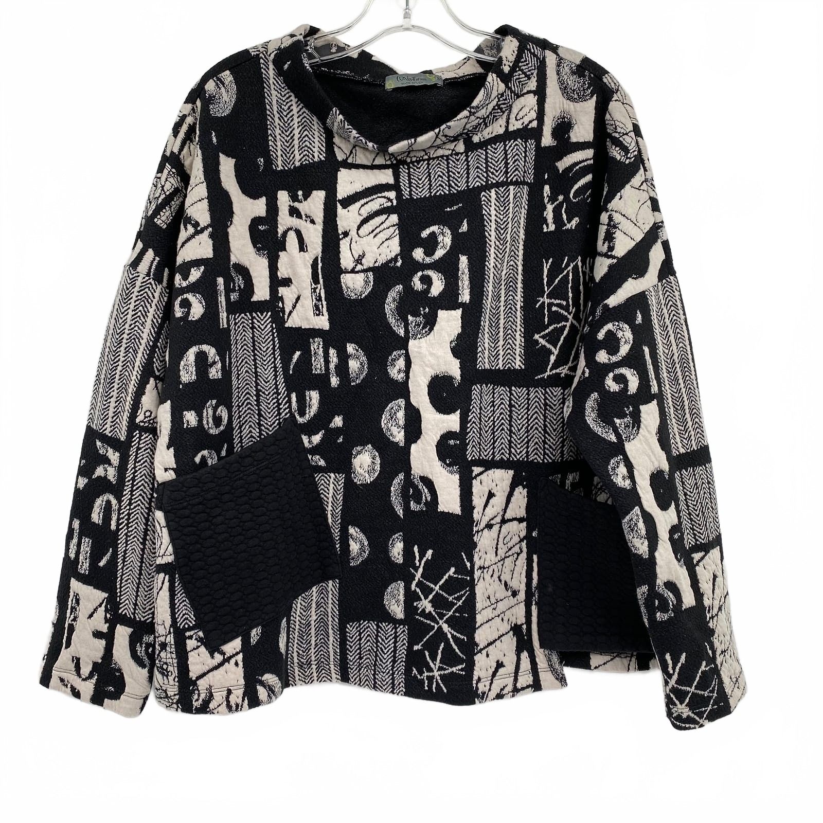 Chalet Et Ceci Black Beige Cotton Blend Pullover