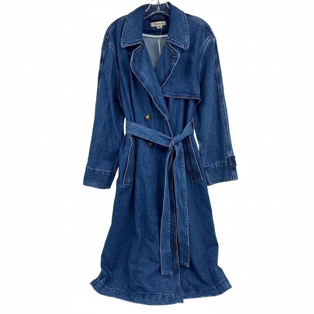 Madewell Blue Denim Trench Coat