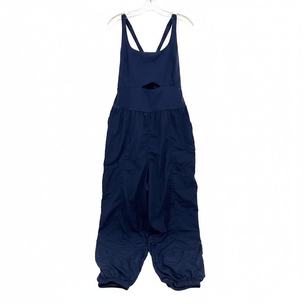 Free People Navy Blue Cut-Out Athletic Jumpsuit