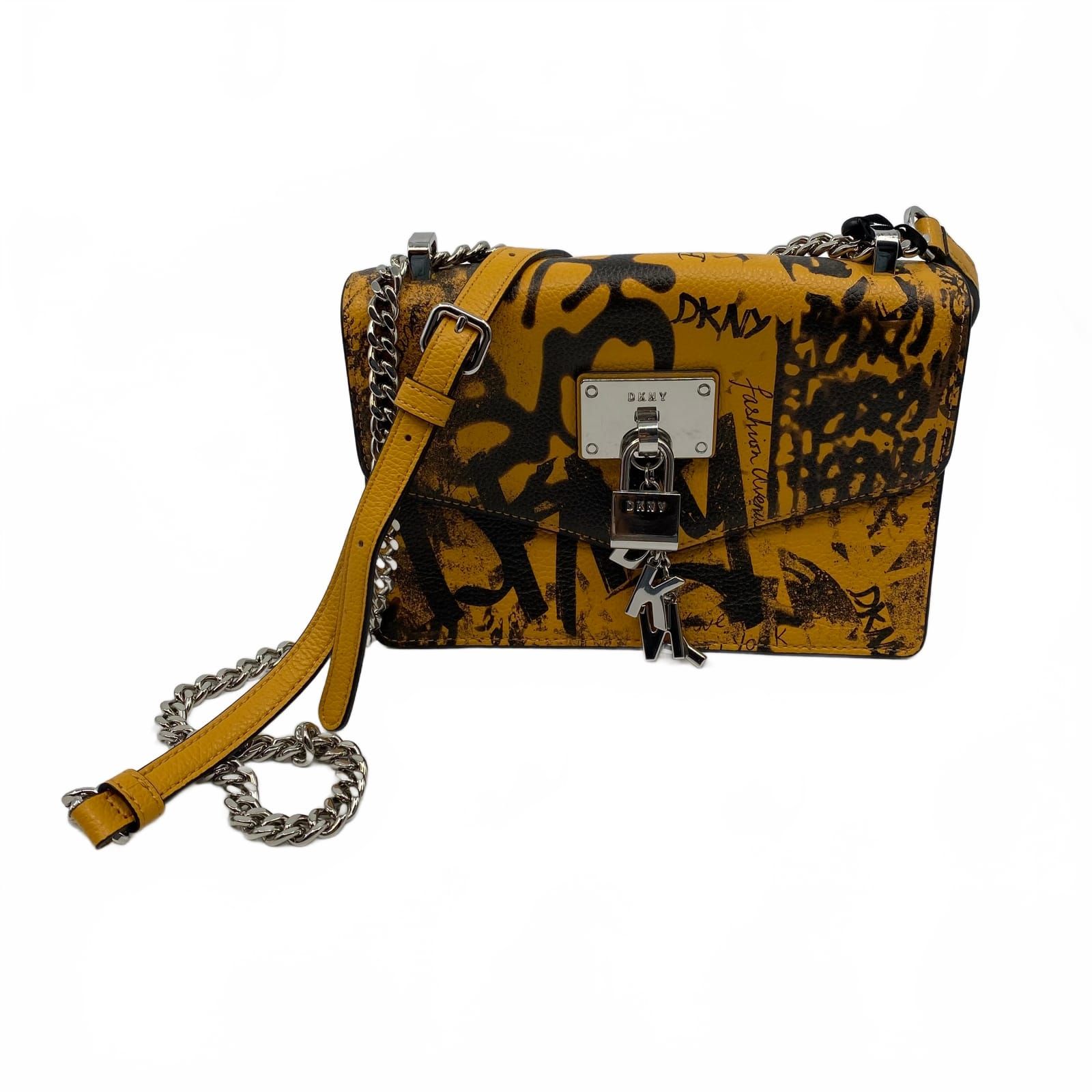DKNY Graphic Elissa Orange Leather Crossbody Bag