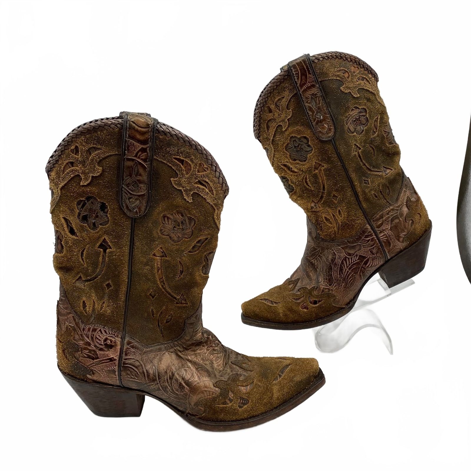 Dan Post Heeled Boots Western Floral