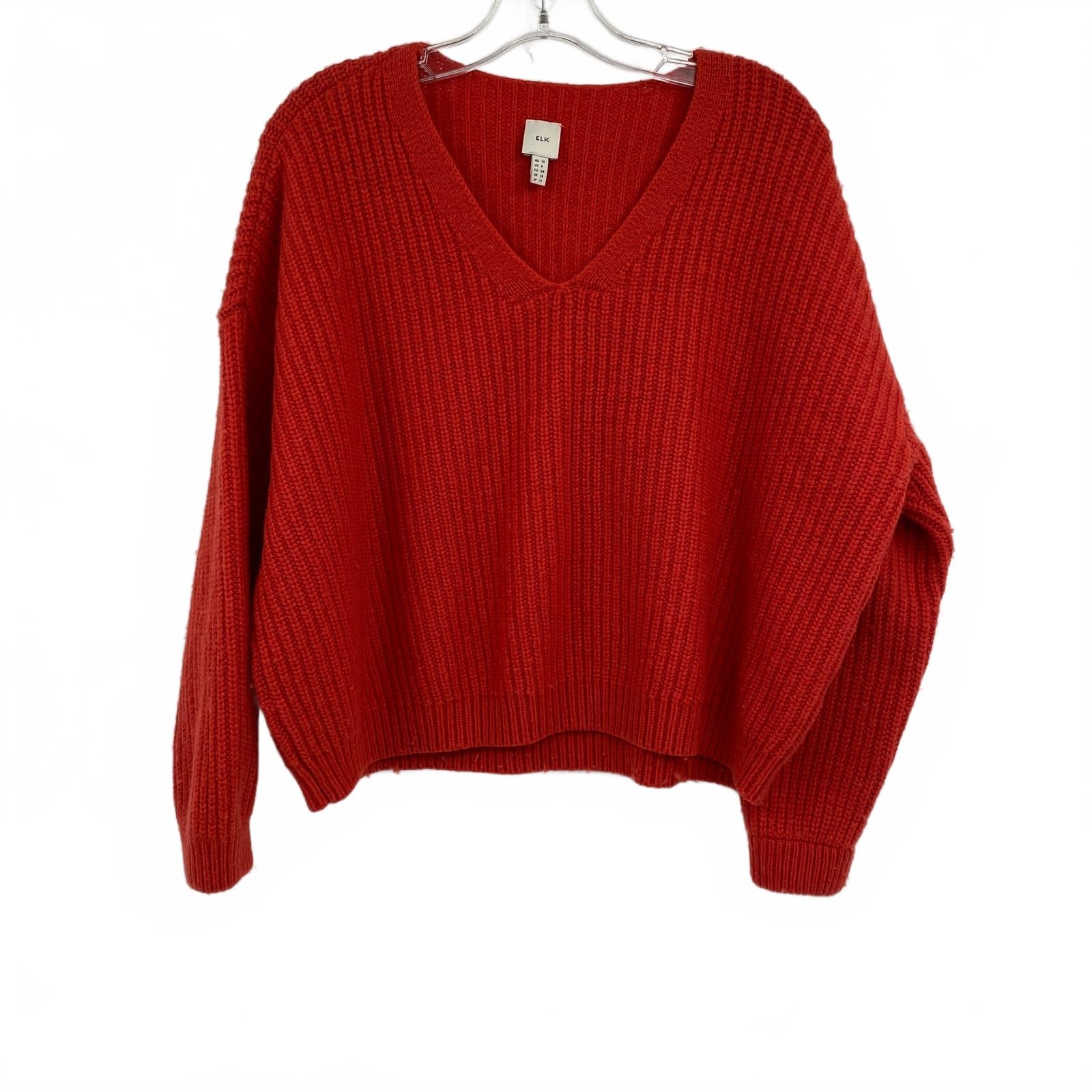 Elk Red Wool-Synthetic Pullover Sweater