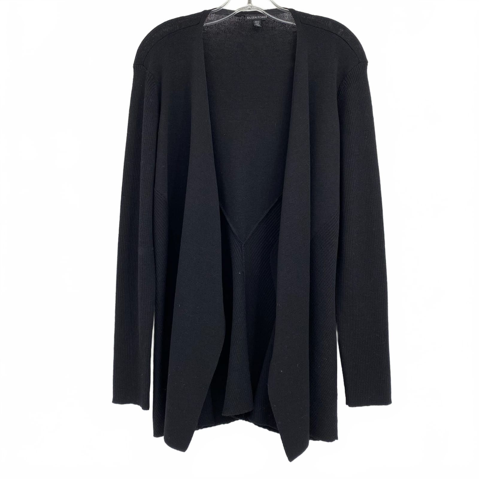 Eileen Fisher Black 100% Wool Cardigan