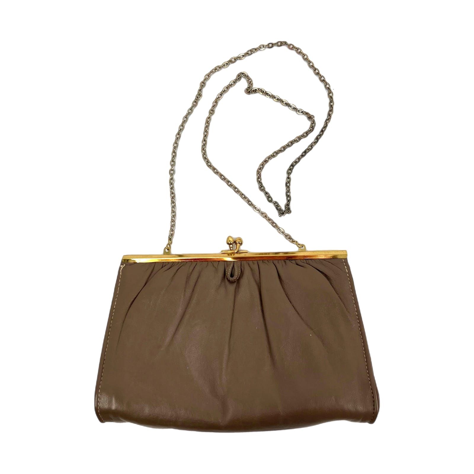 Chic Brown Faux Leather Convertible Clutch