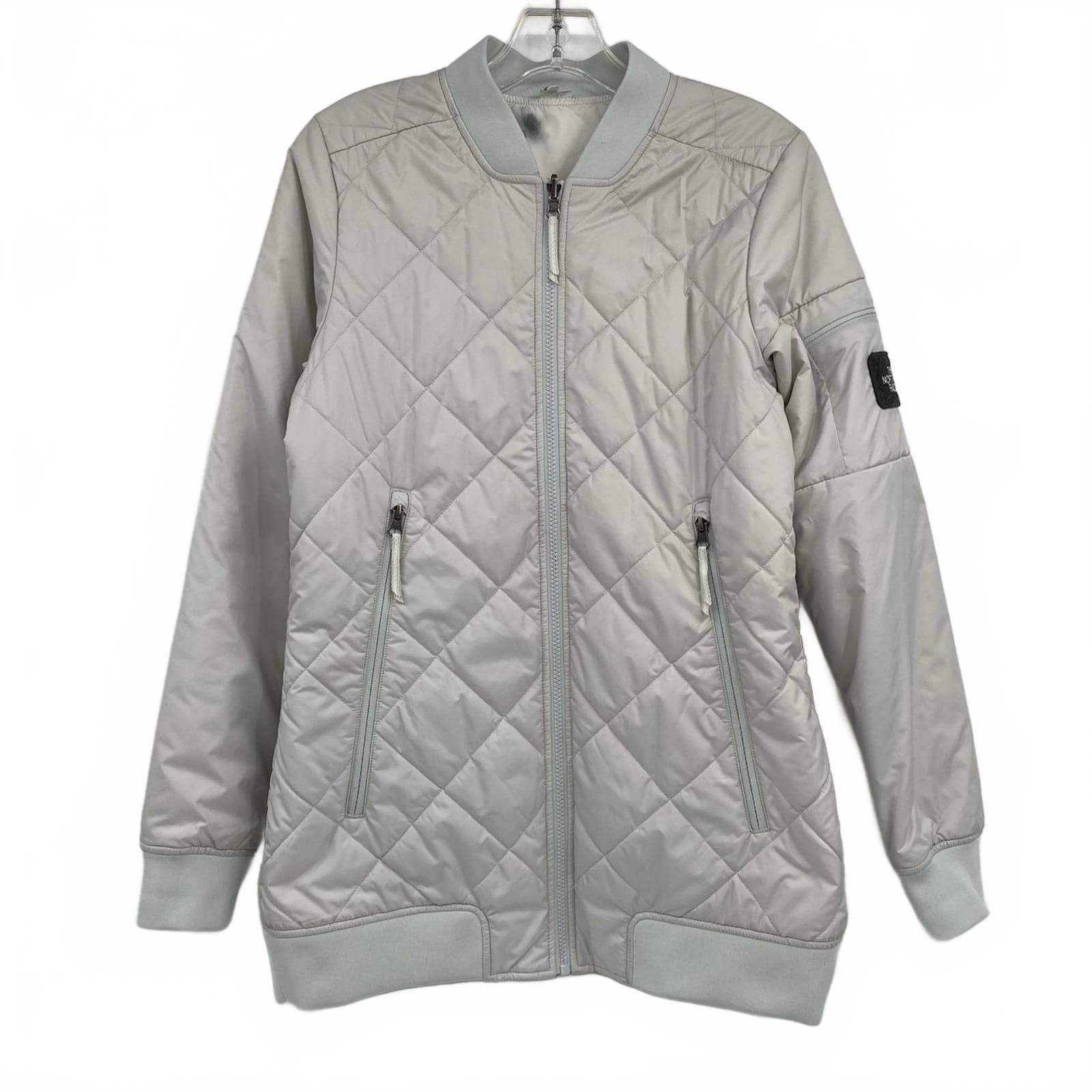 The North Face Gray Green Reversible Quilted Bomber Jacket