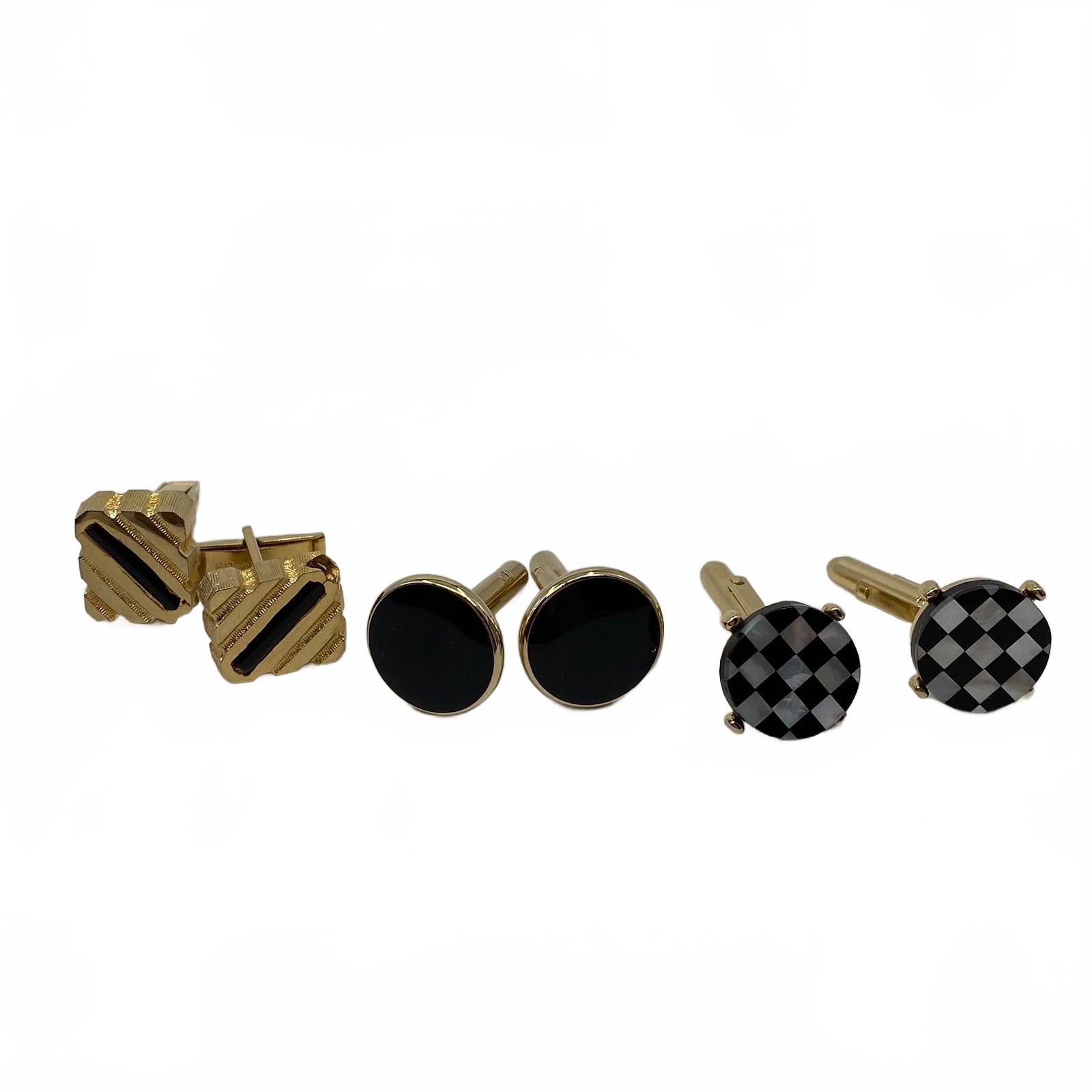 Vintage Gold & Black Cuff Links Set