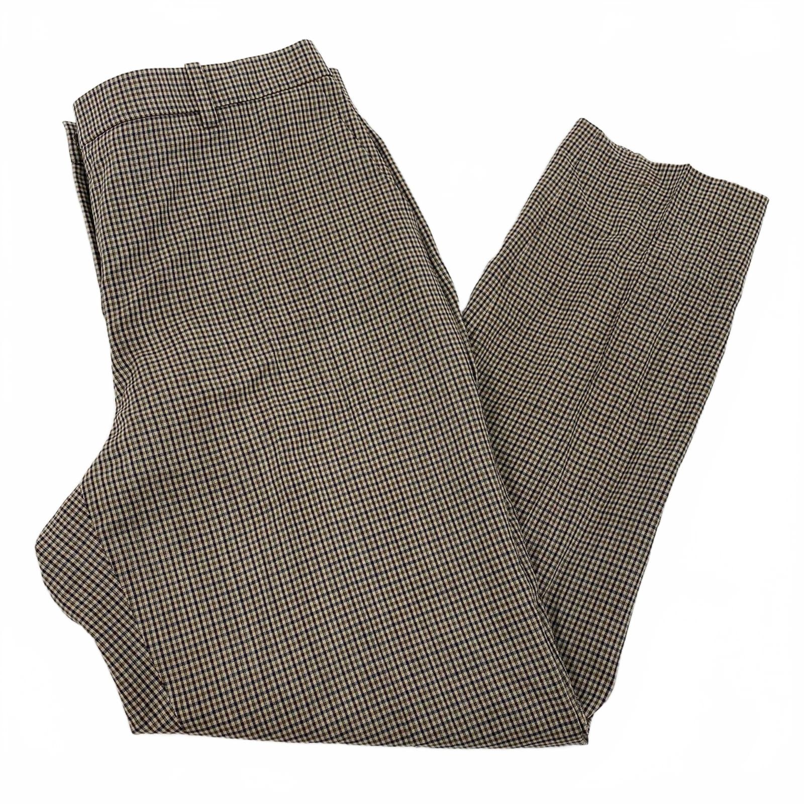 Theory Brown & Navy Gingham Trousers
