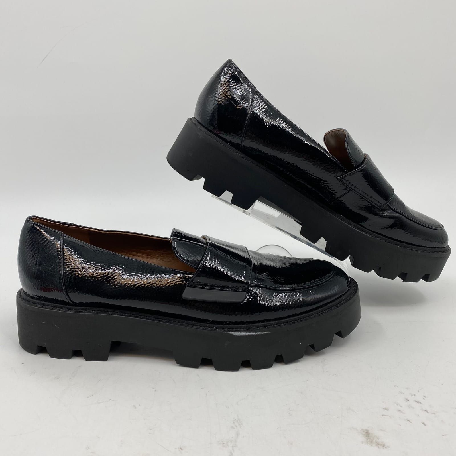 Franco Sarto Black Patent Platform Loafers