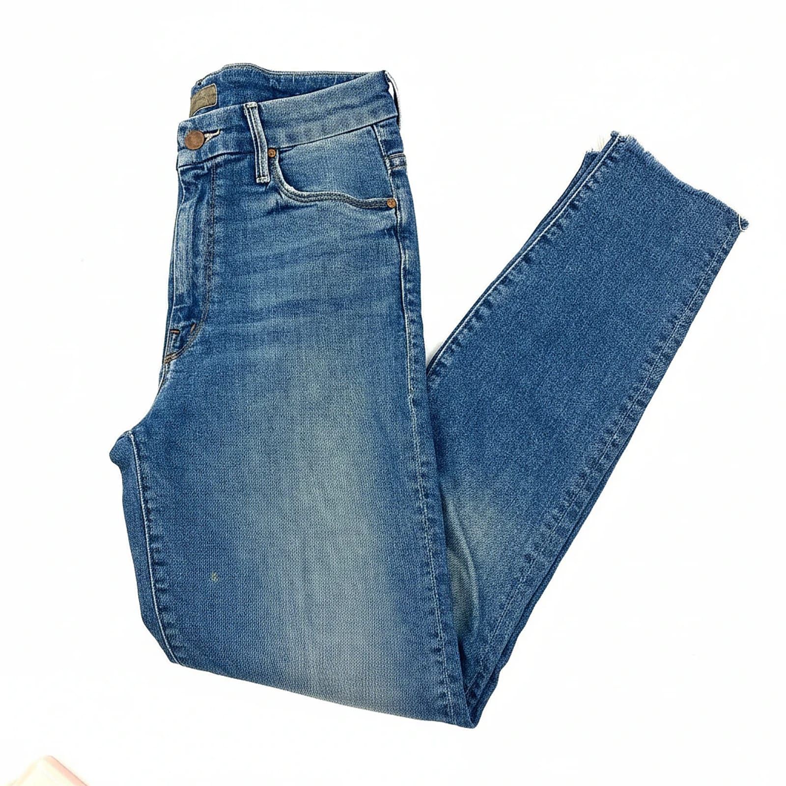 MOTHER Blue High-Waisted Ankle Jeans