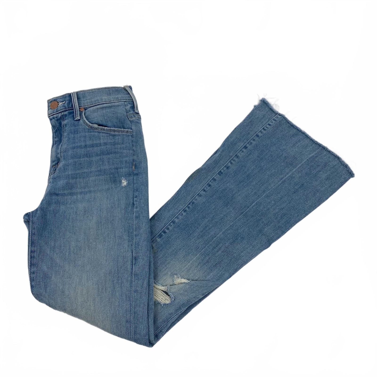 MOTHER Blue Boot Cut Jeans Fray