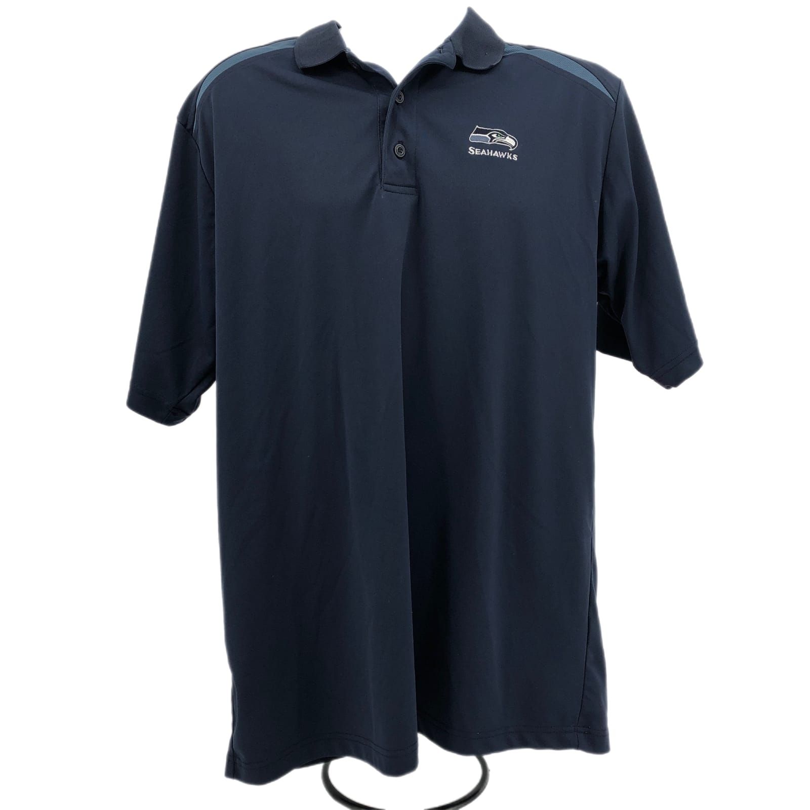 NFL Seattle Seahawks Men's Polo Shirt, Size L, Blue, Good Condition