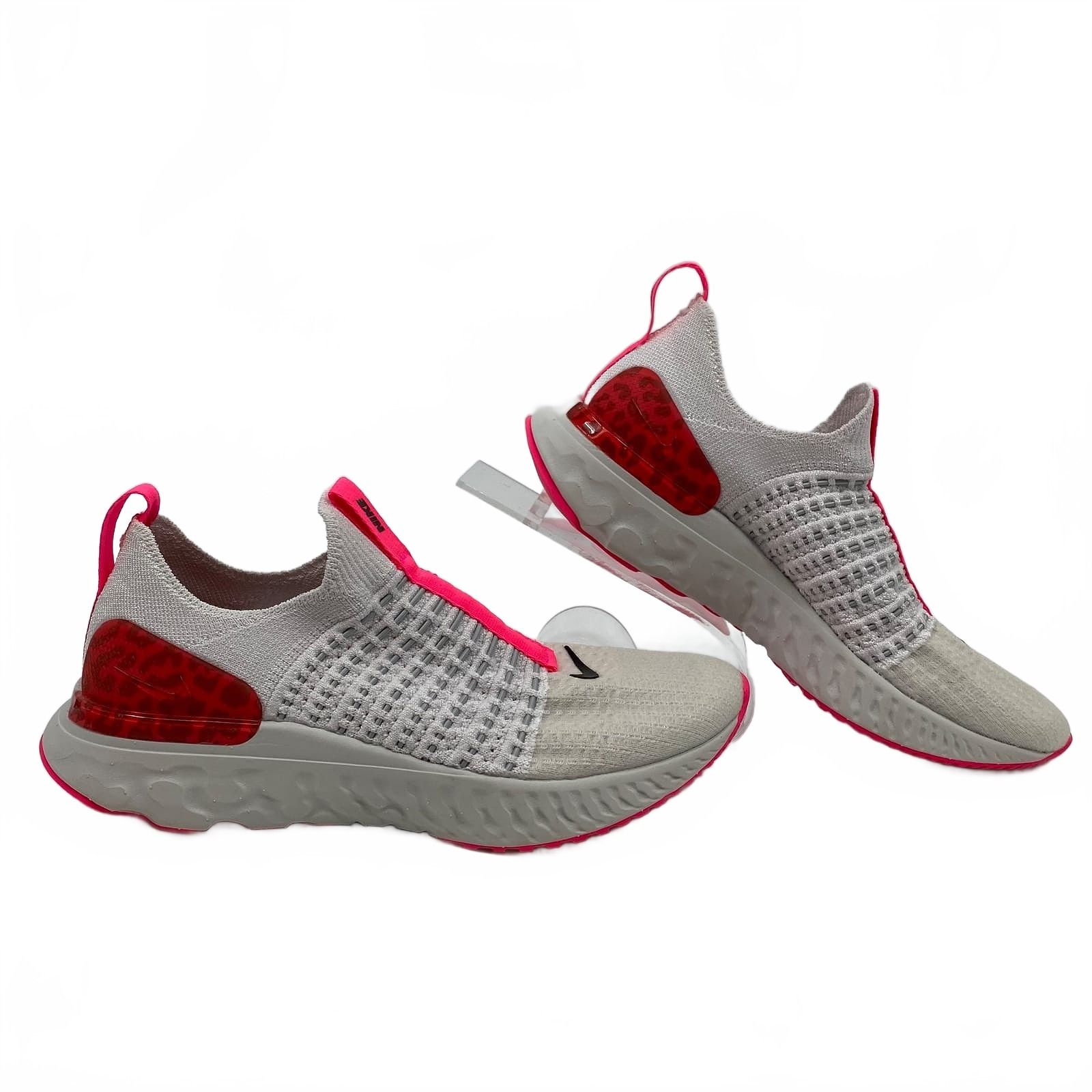 Nike White Pink Phantom Run Flyknit 2 Sneakers