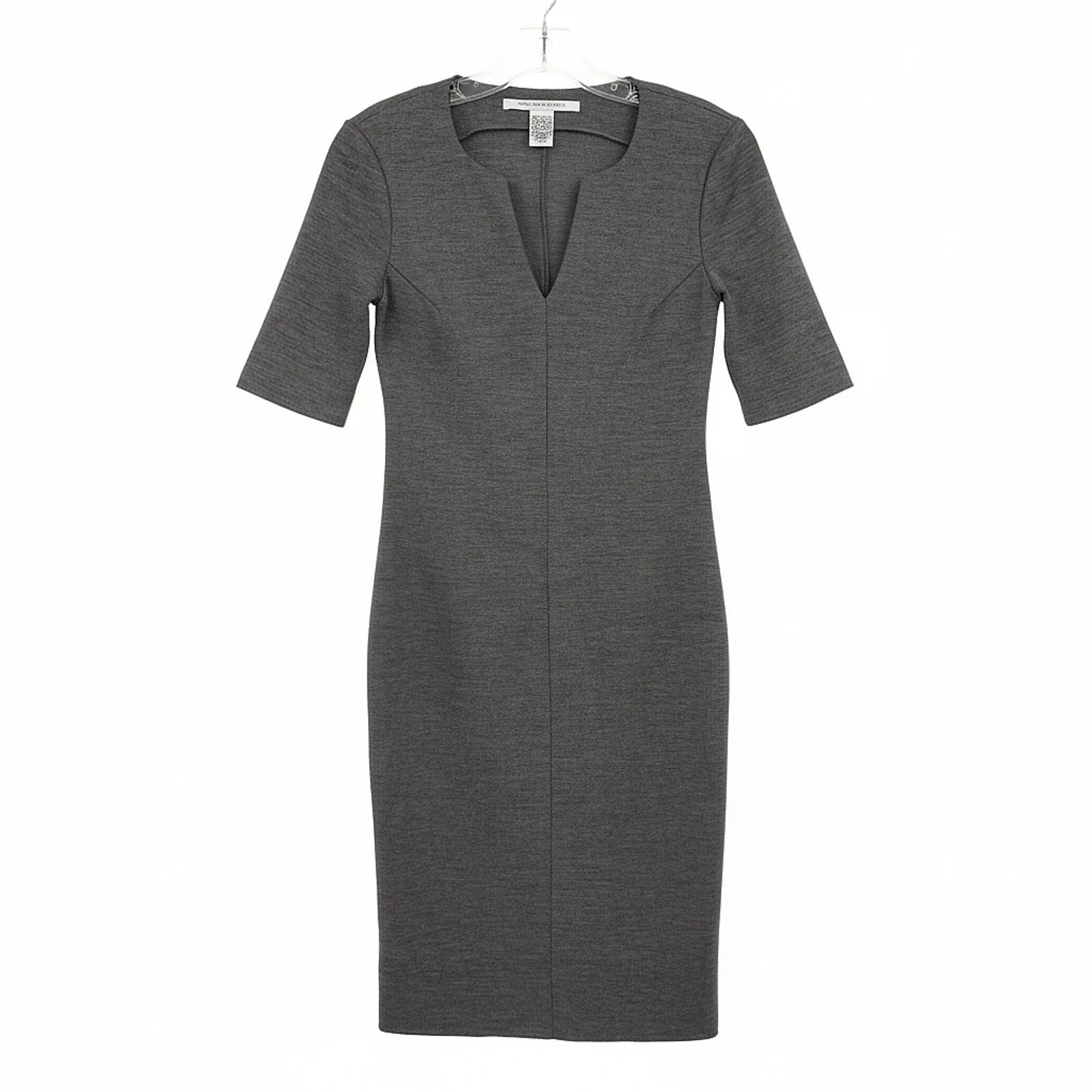 Diane Von Furstenberg Gray Wool Blend Midi Pencil Dress