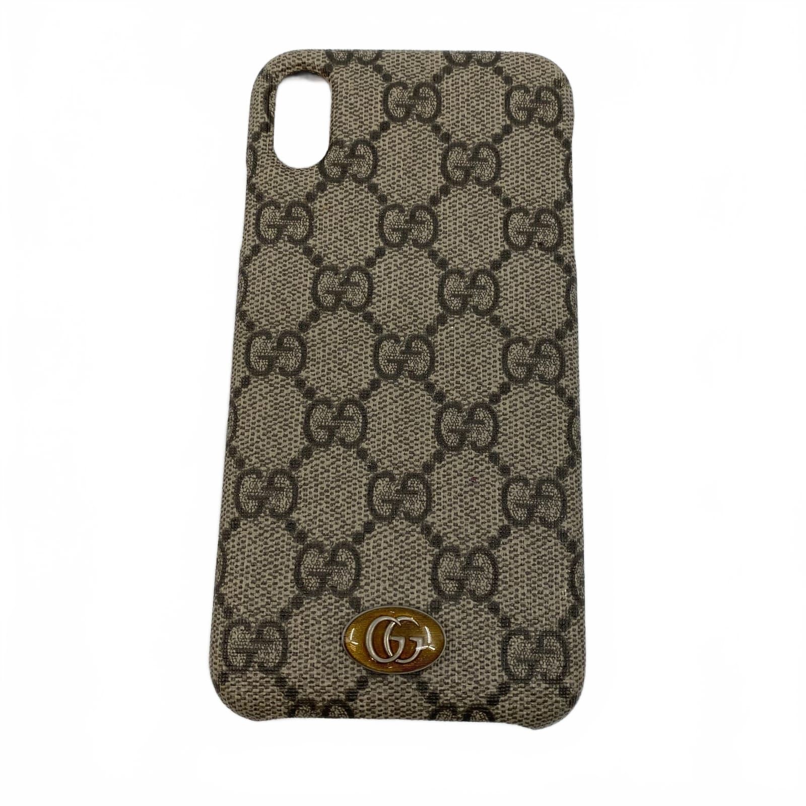 Gucci Brown Leather GG Hard Cover iPhone Case