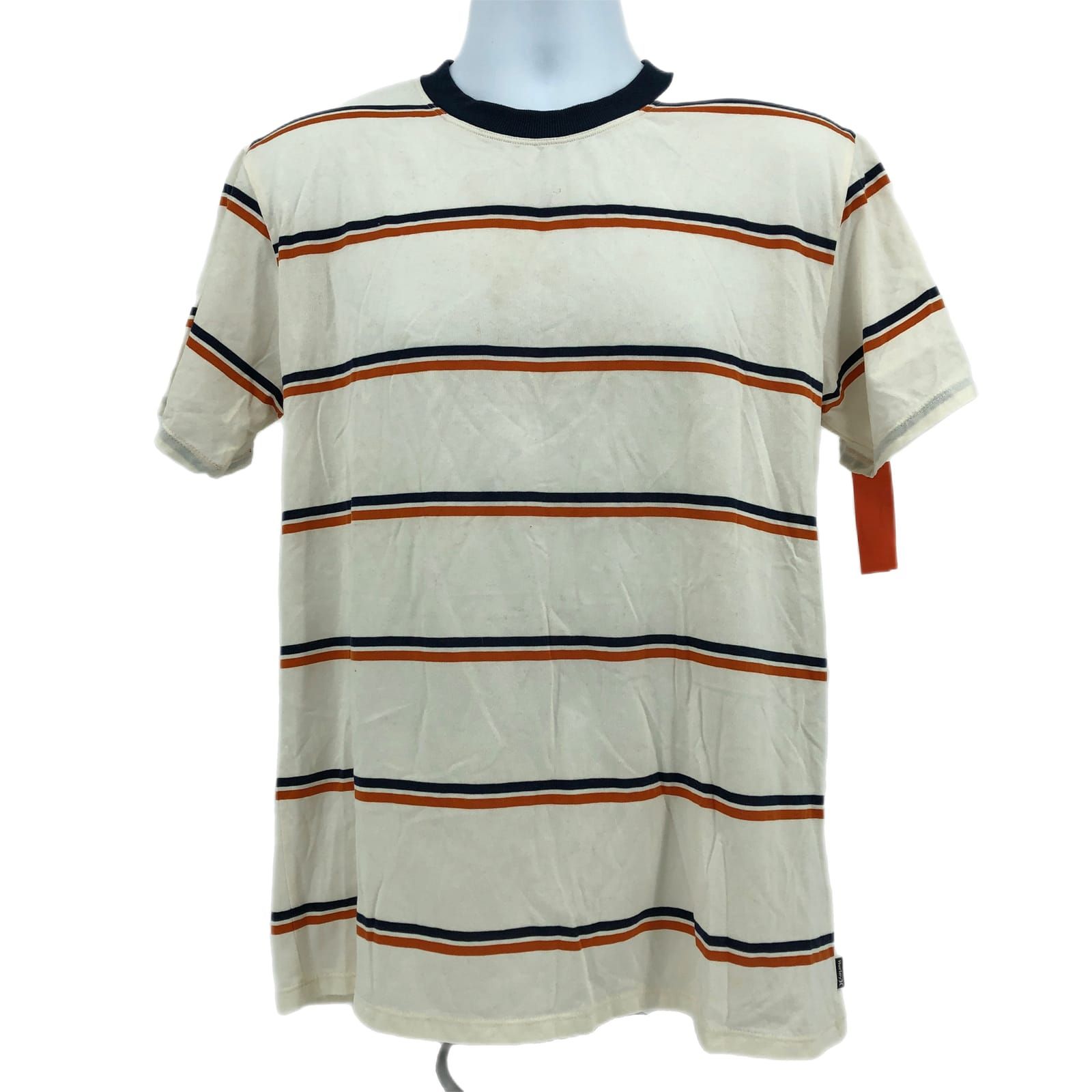 Hurley White & Orange Striped Moisture Wicking T-Shirt