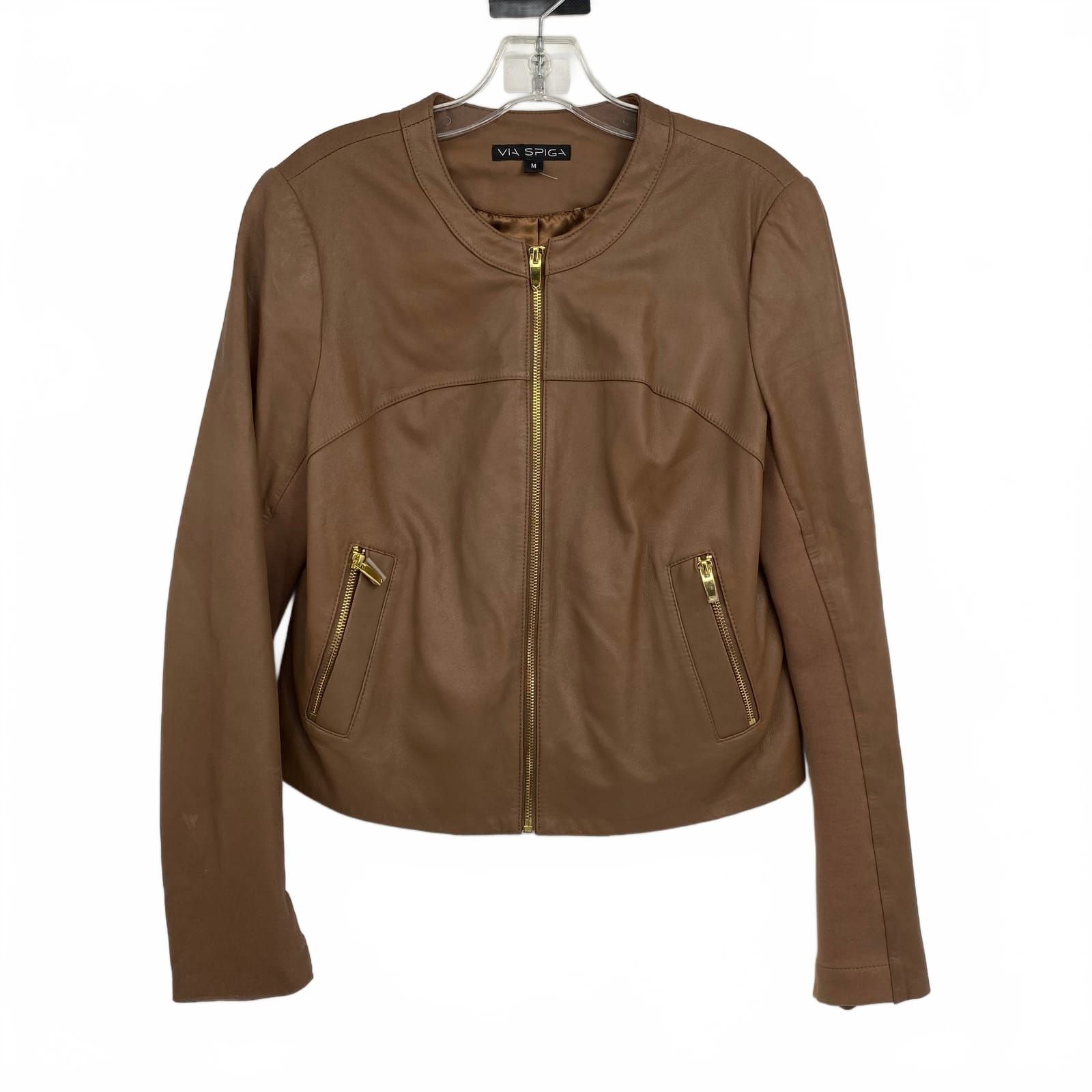 Via Spiga Brown Leather Jacket