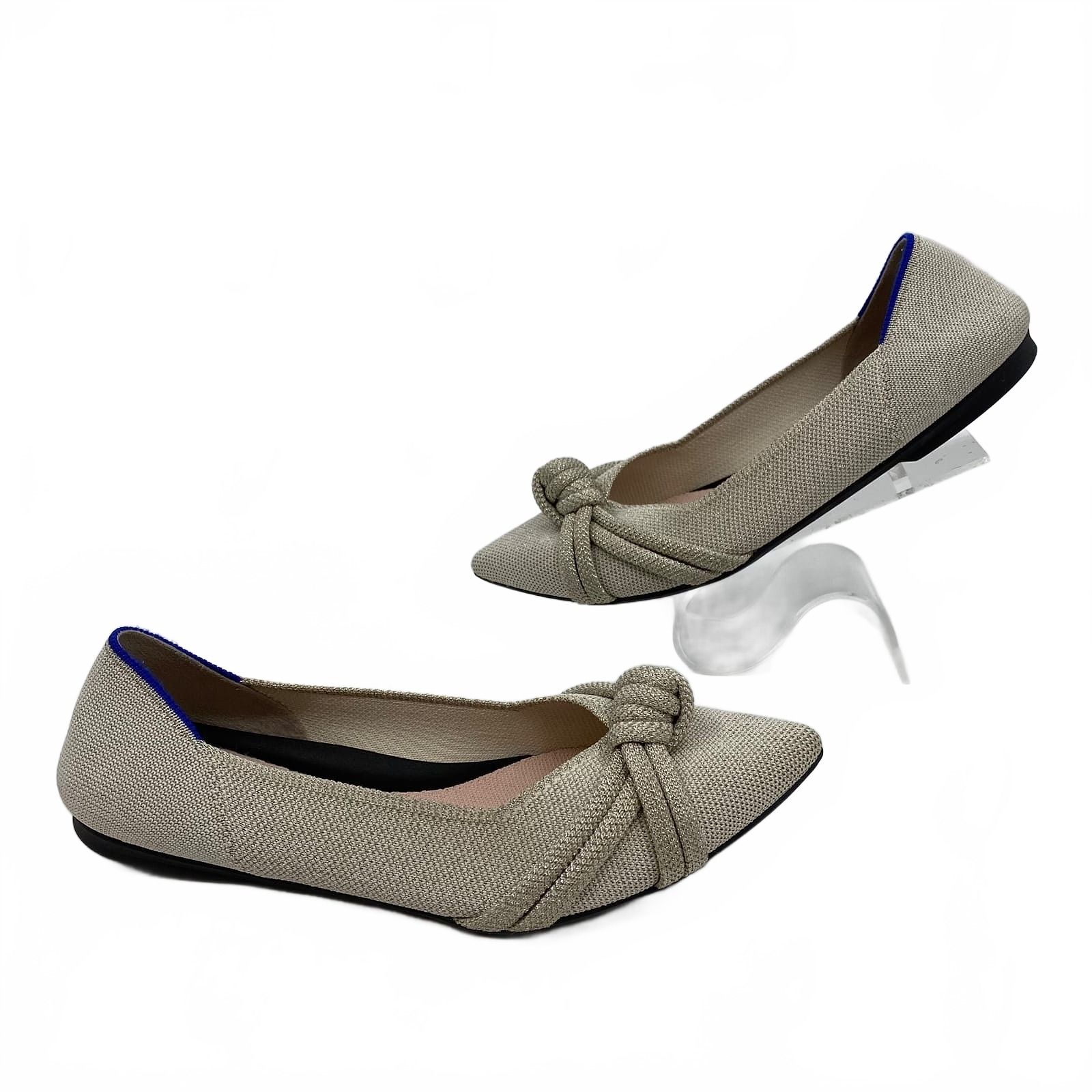 Rothy’s Silver Pointed Toe Knot Flats