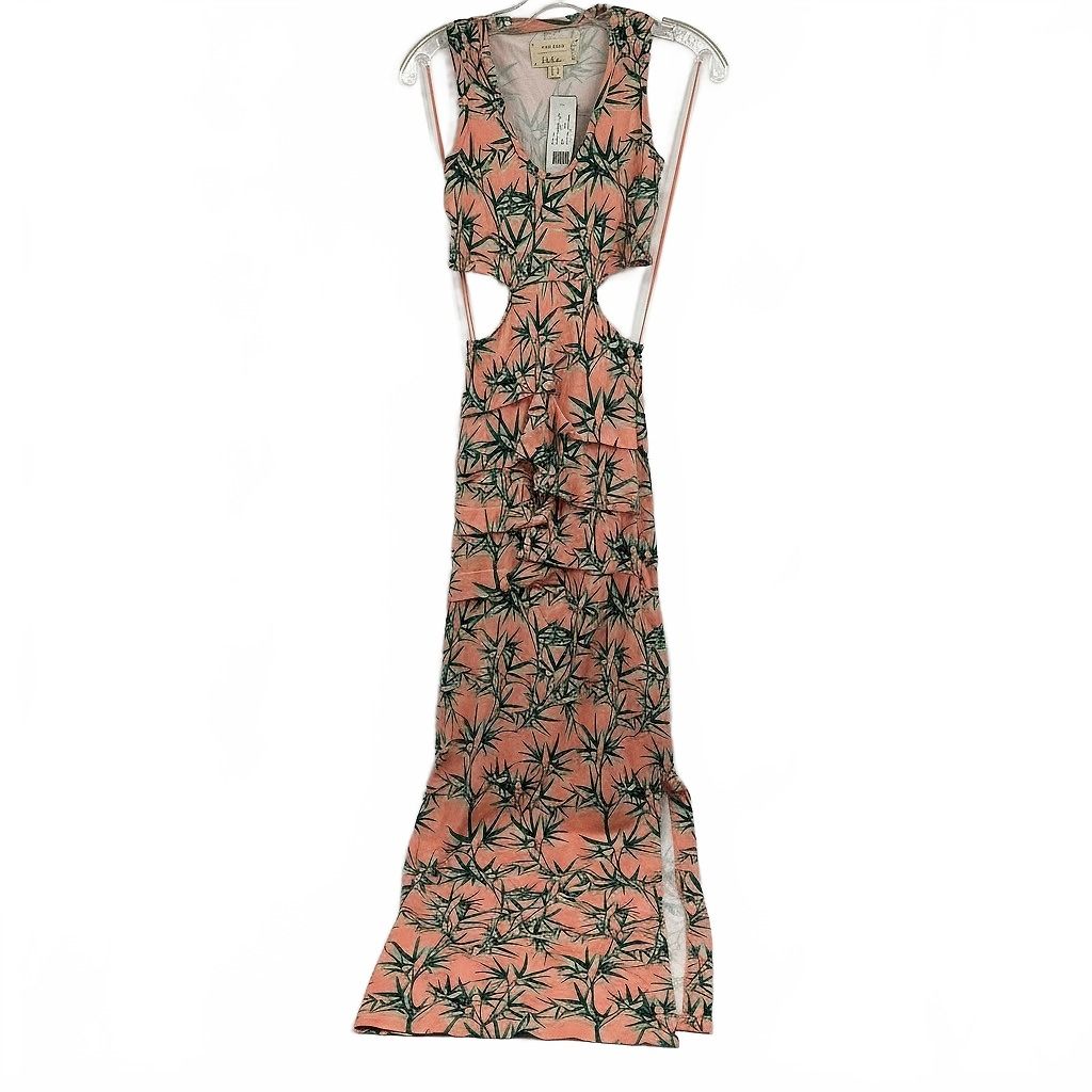 Nicole Miller Pink Green Cut-Out Sleeveless Maxi Dress