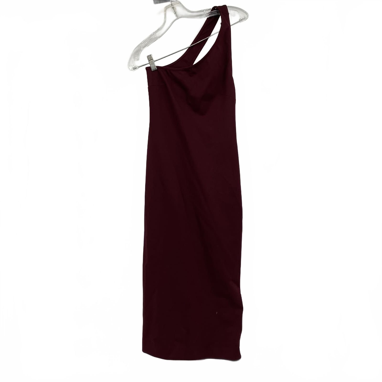 LPA Burgundy One-Shoulder Midi Dress