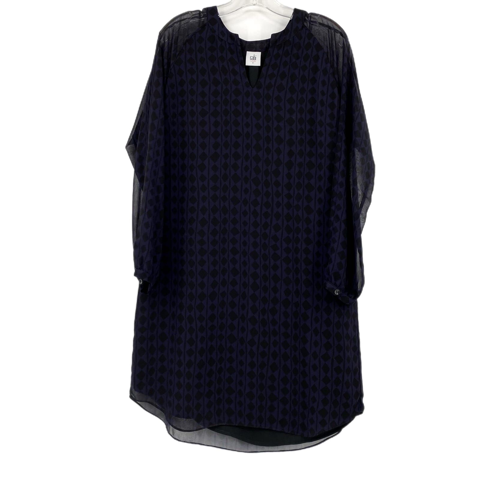 CAbi Blue & Black V-Neck Dress
