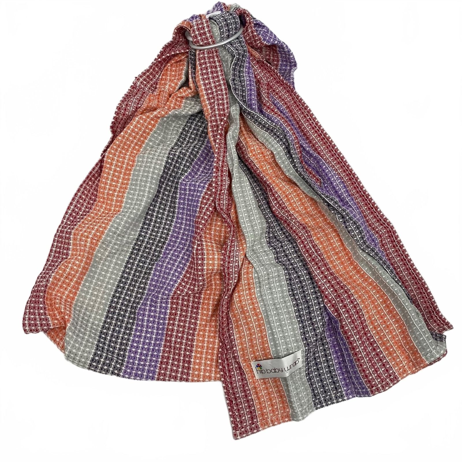 Hip Baby Wrap Red Orange Purple Striped Woven Cotton Wrap Carrier