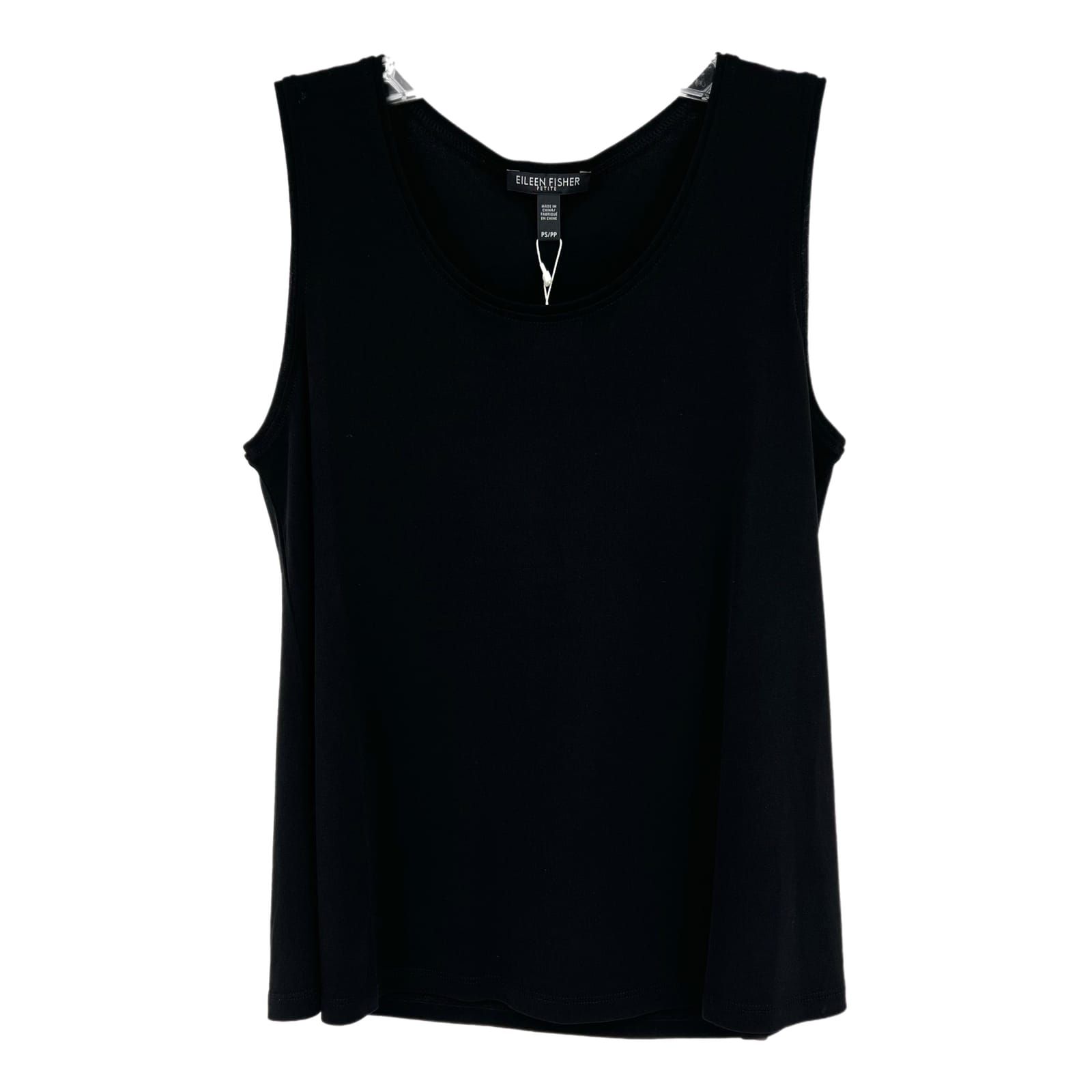Eileen Fisher Black Stretch Silk Jersey Tank Top