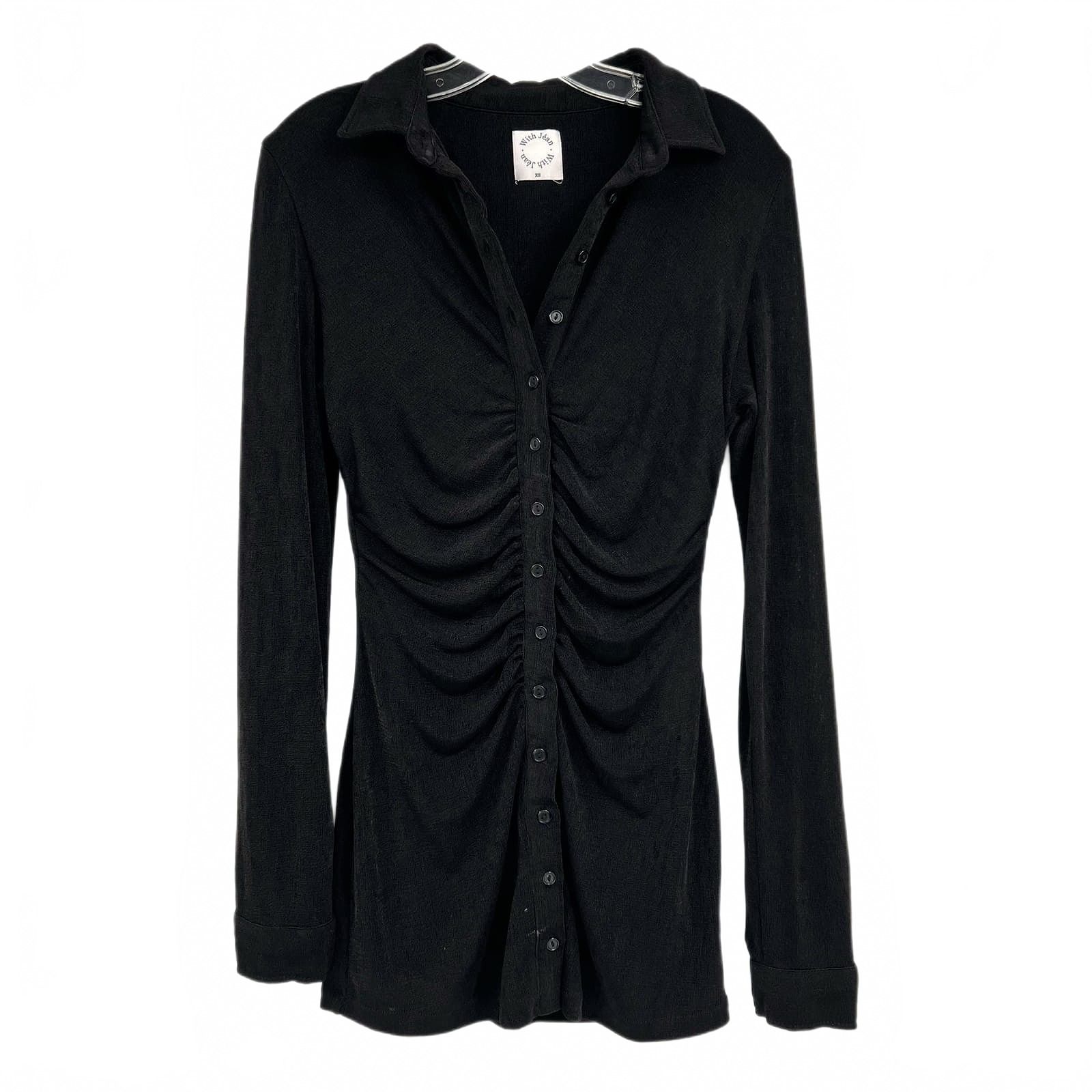 With Jean Black Andy Button Down Mini Dress