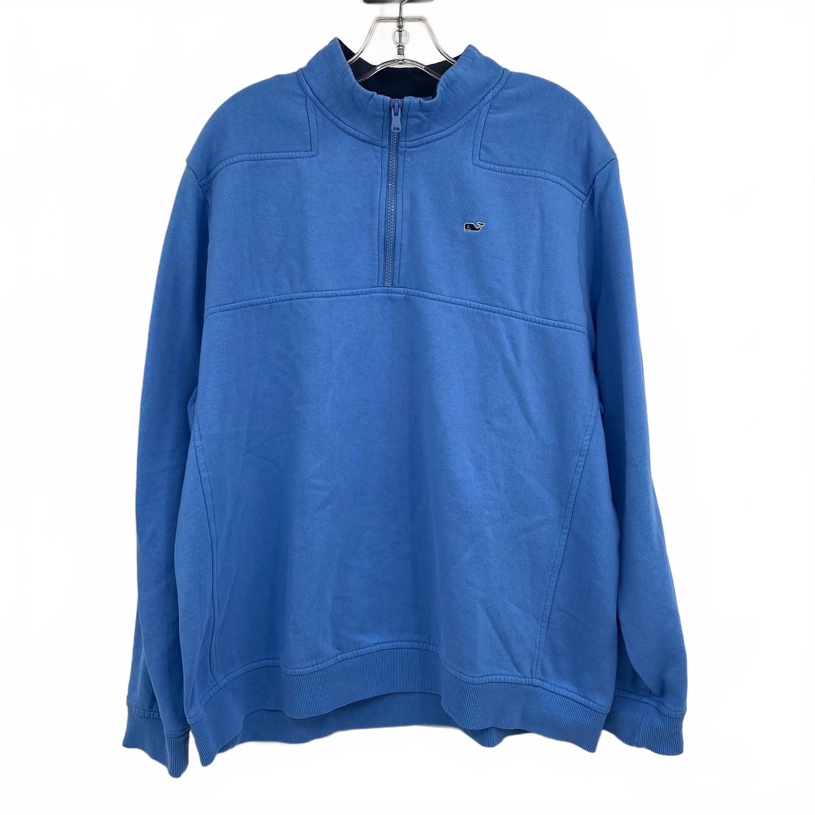 Vineyard Vines Blue Cotton Blend Quarter Zip Pullover