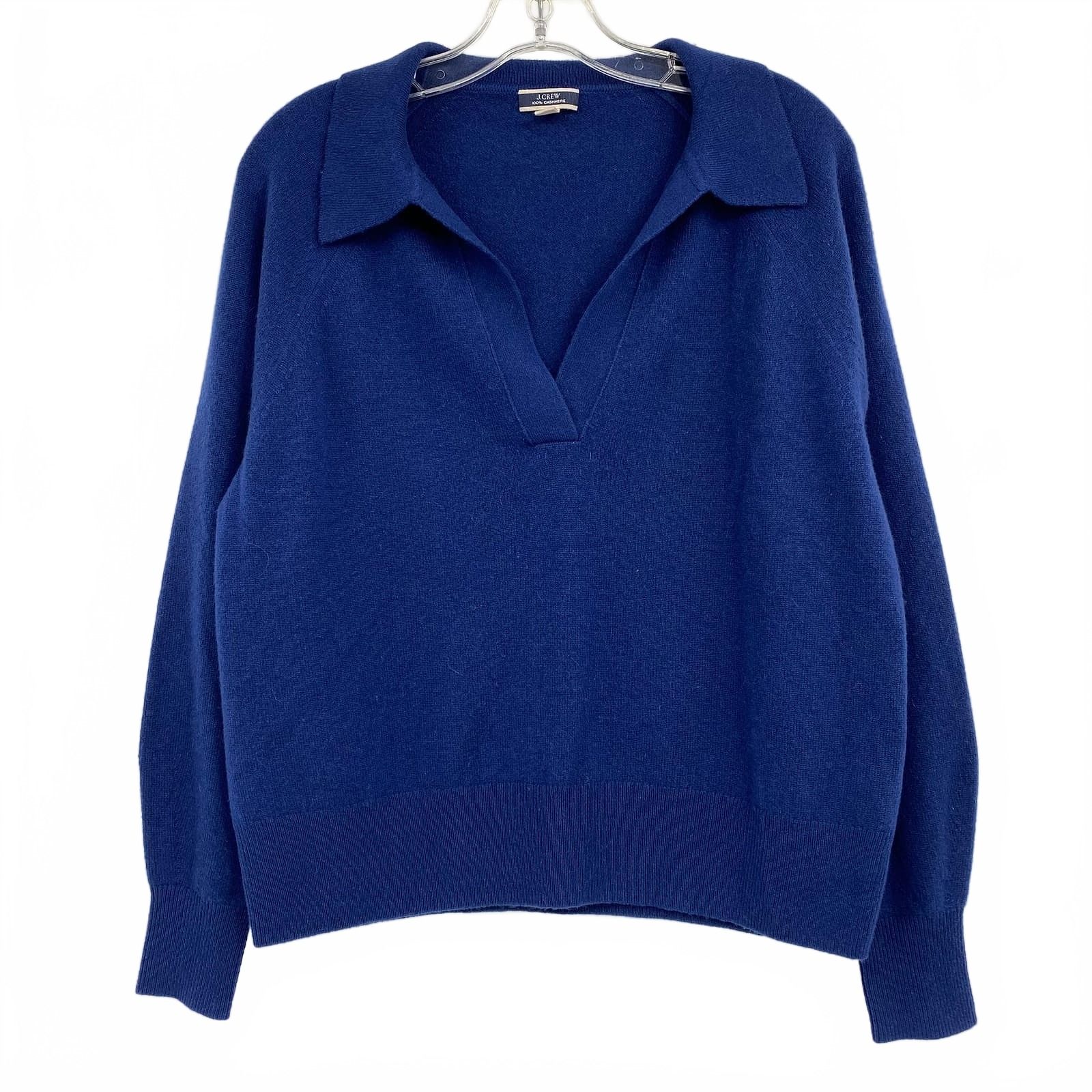 J. Crew Blue V-Neck Sweater Collared