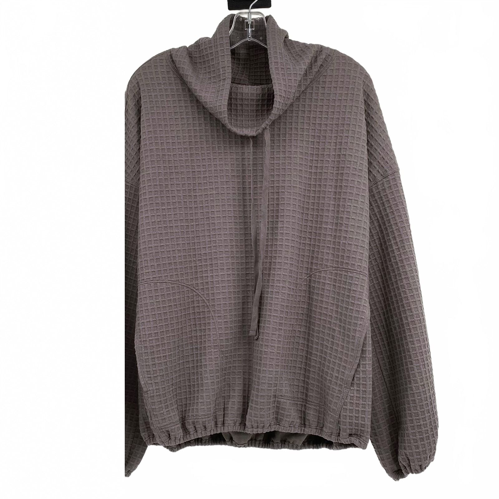 Max Studio Gray Sweatshirt Cowl Neck Waffle Knit