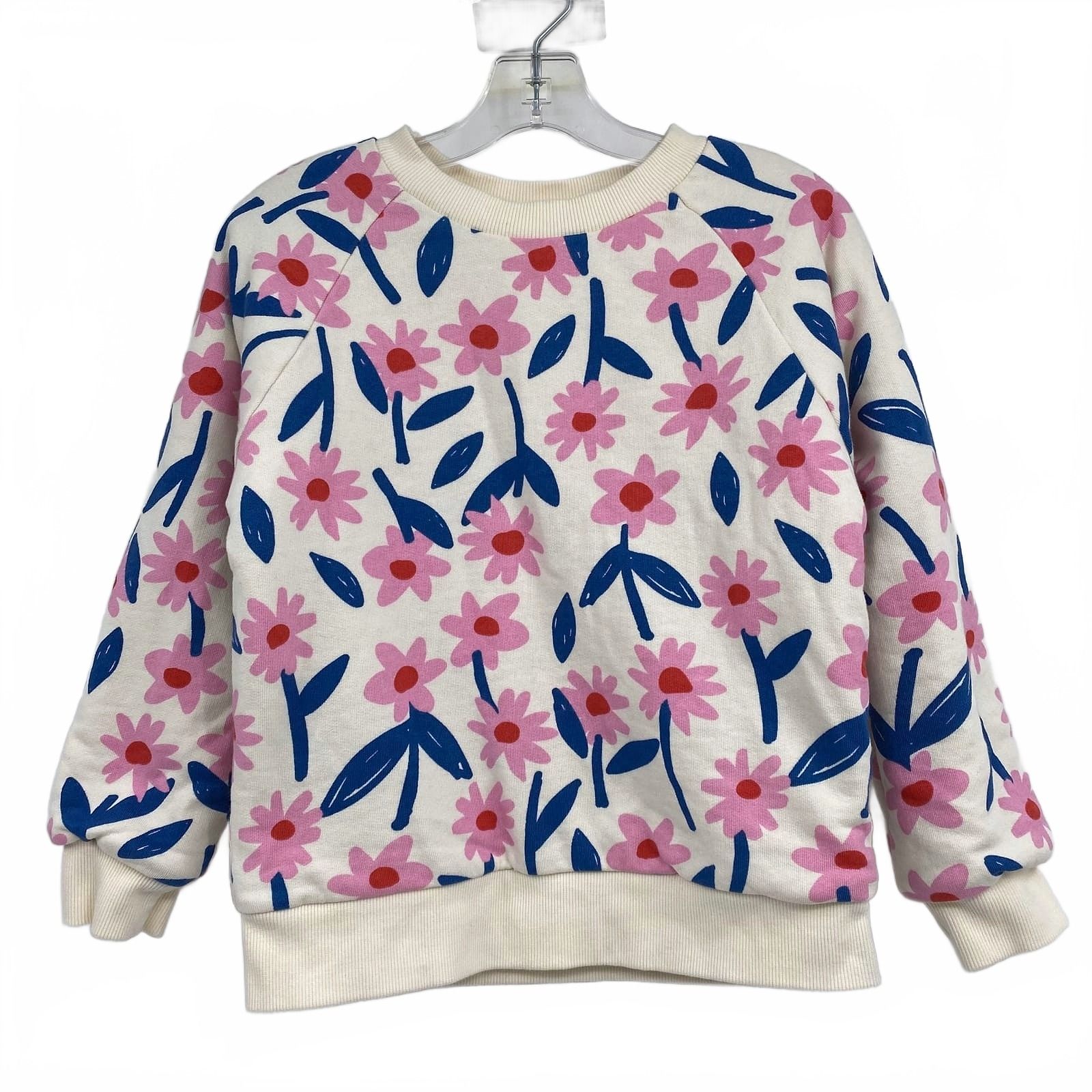 Hanna Andersson Cream Floral Fleece-Lined Crewneck Pullover