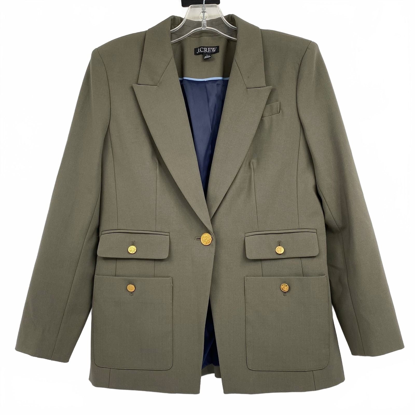 J. Crew Green Tollegno 1900 Wool Blazer