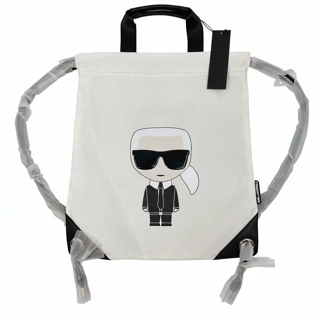 Karl Lagerfeld Ikonik Nylon Flat Drawstring Backpack