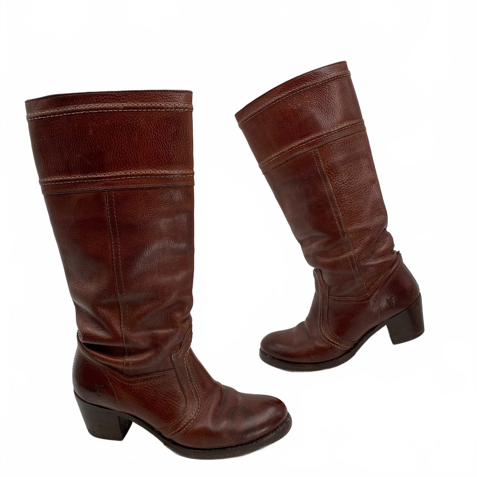 Frye Jane Redwood Tall Boots Brown Heeled Boots