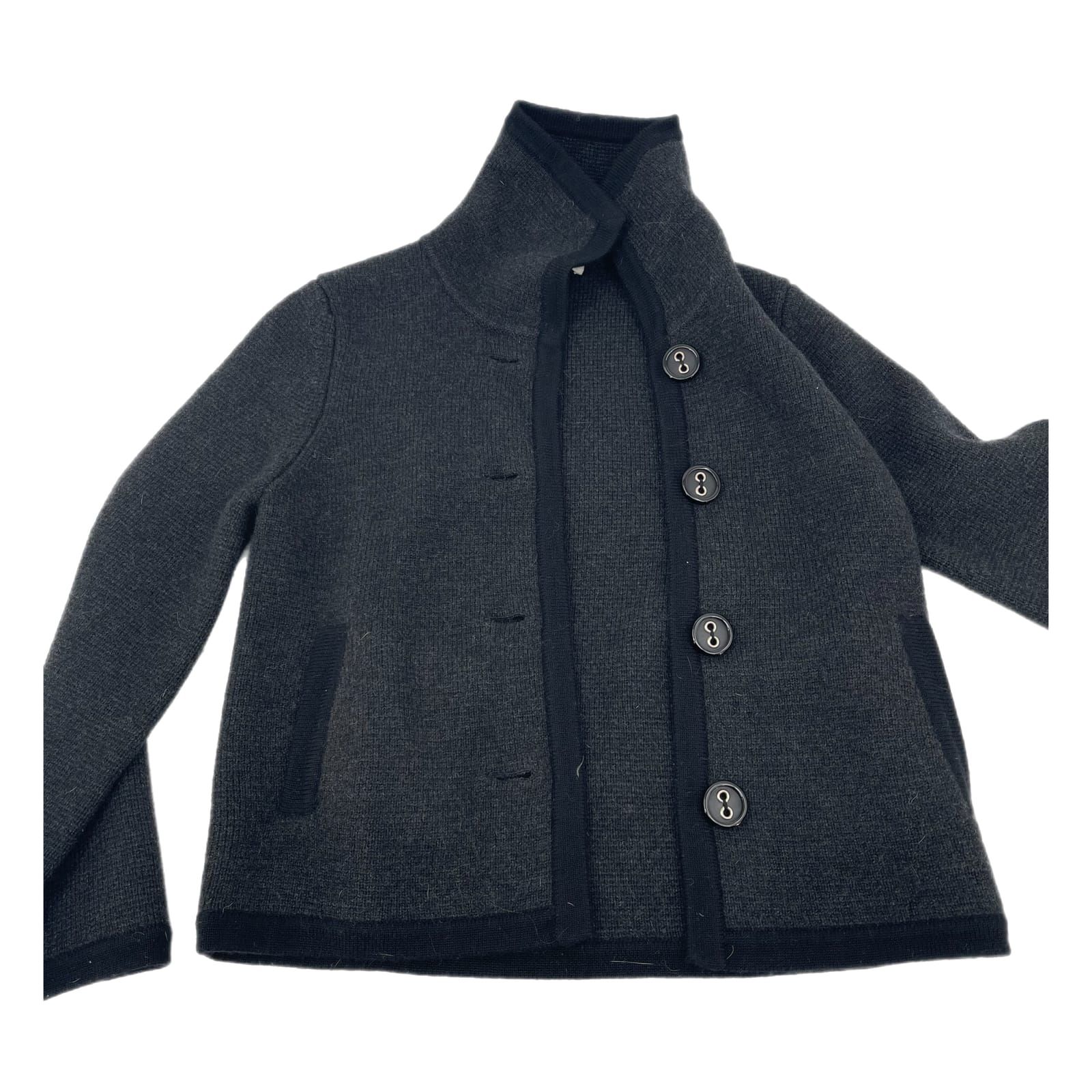 Alice + Olivia Black & Gray Mid-Length Pea Coats
