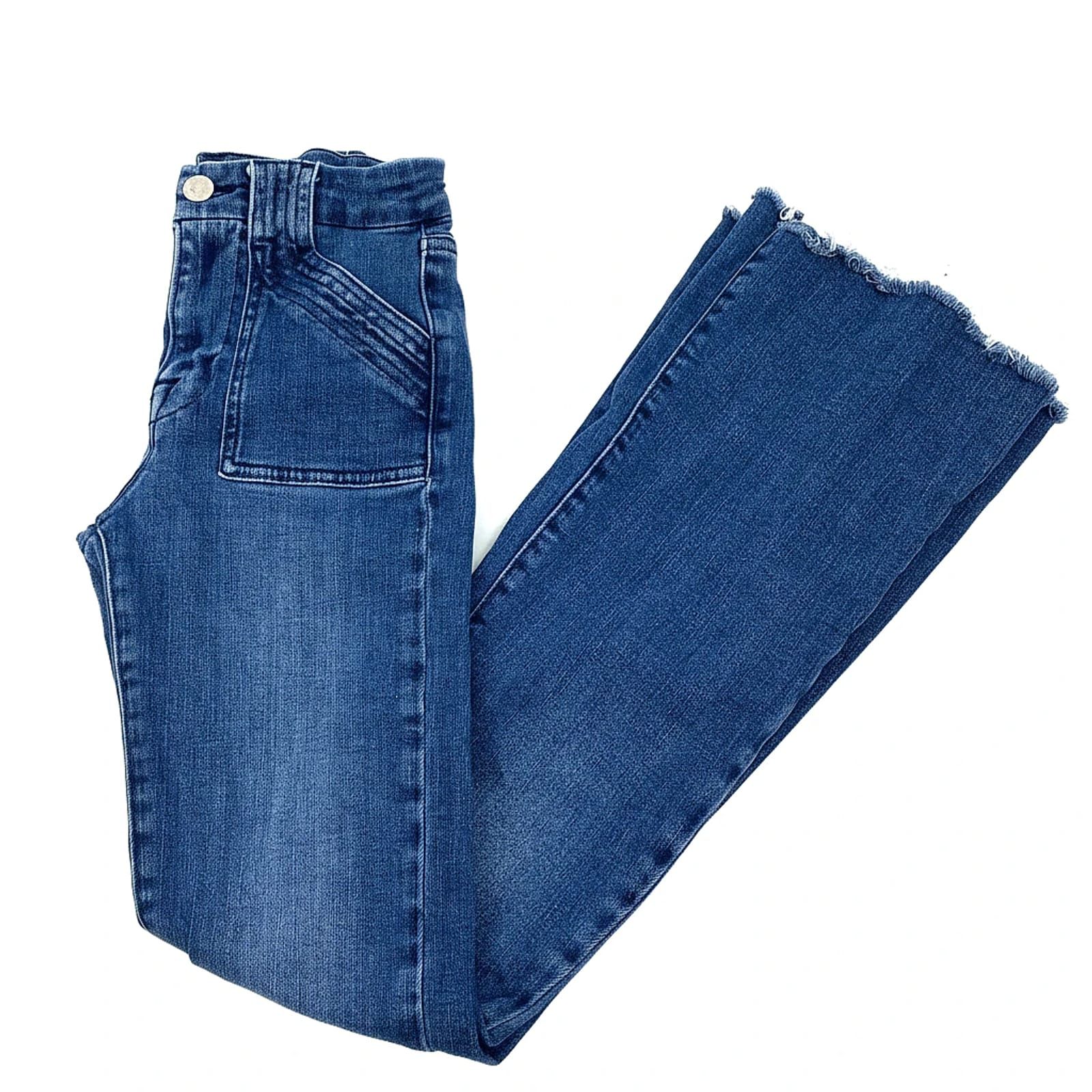 Frame Denim Blue Cotton Blend Flare Jeans