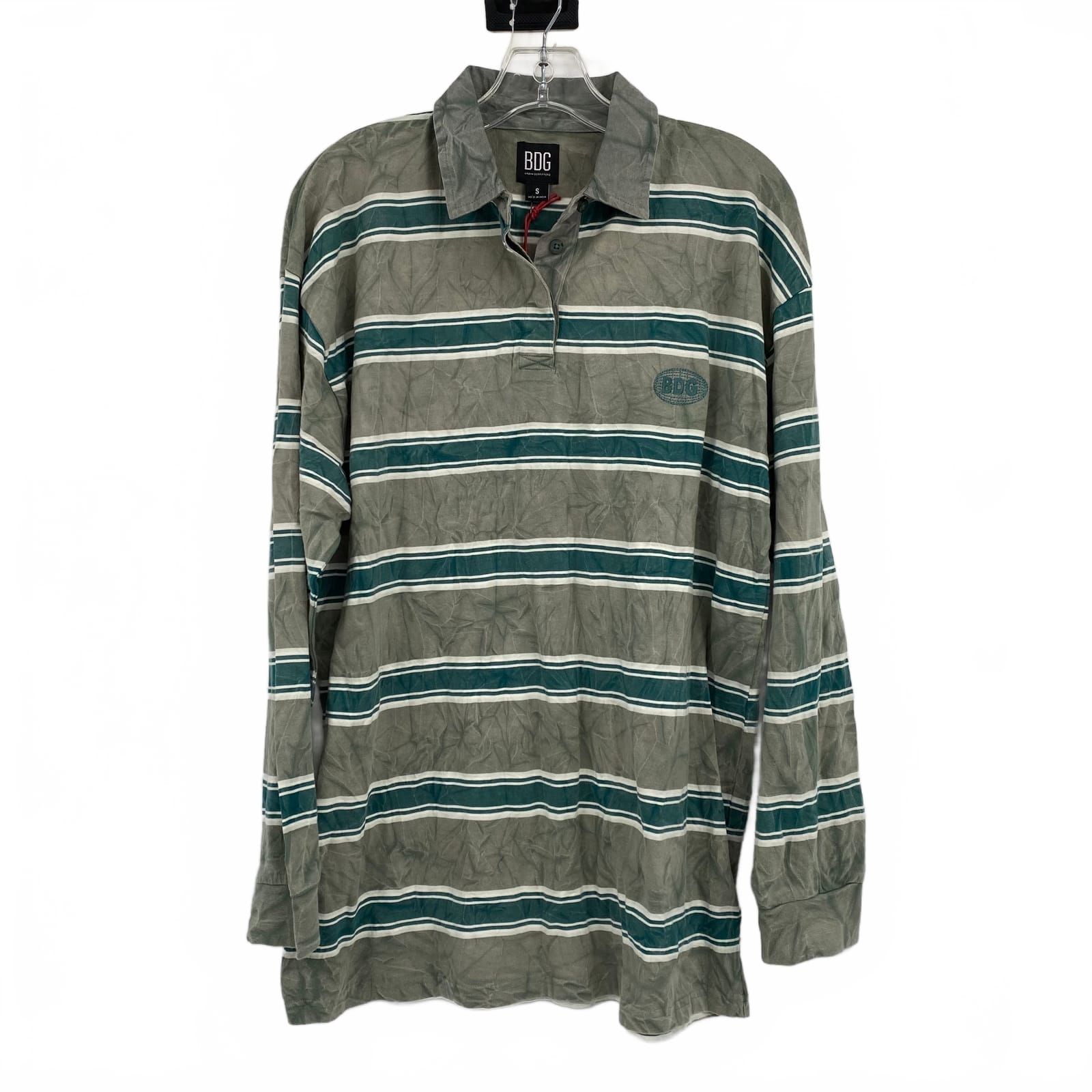 BDG Striped Green 100% Cotton Polo Shirt
