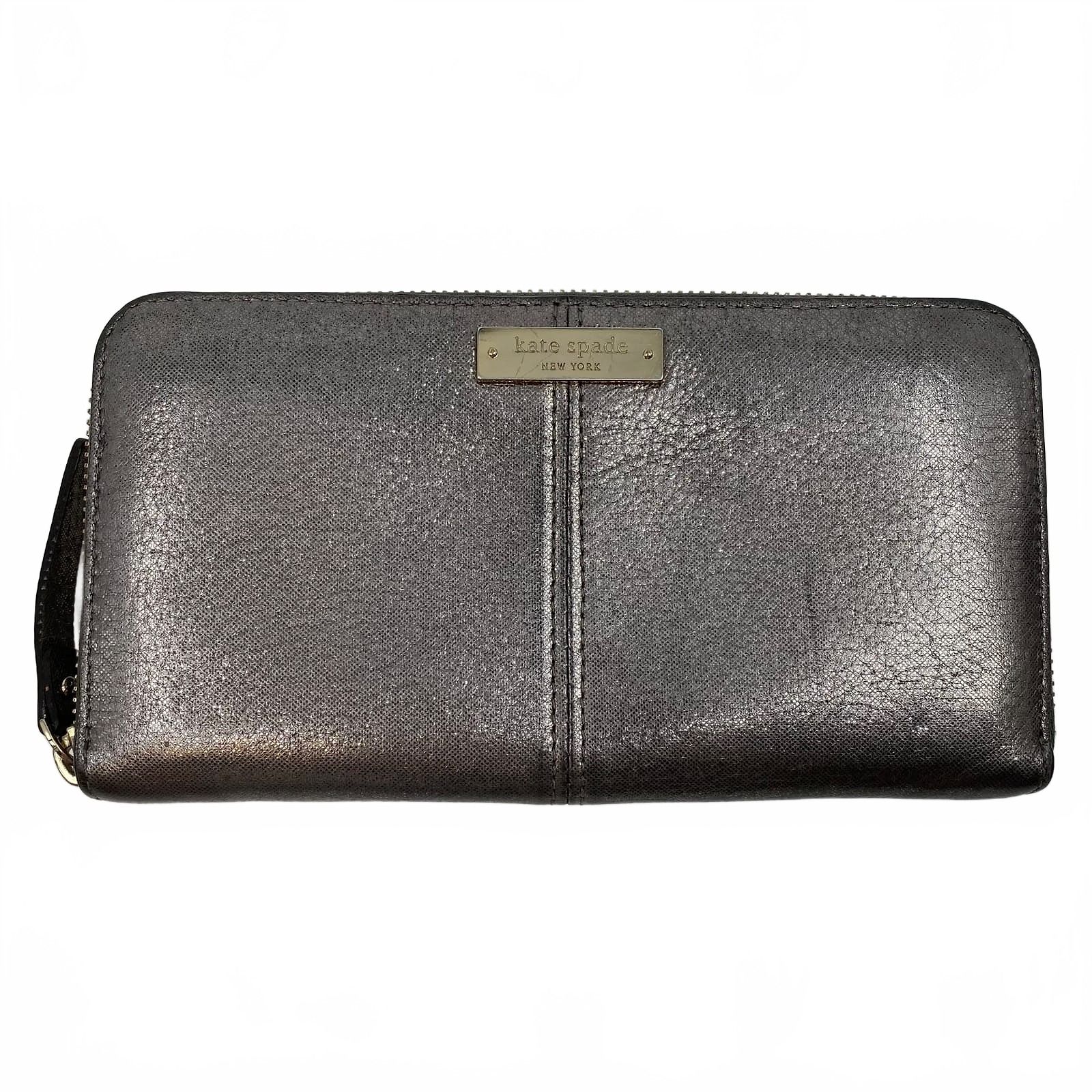 kate spade Silver Leather Zip-Around Wallet