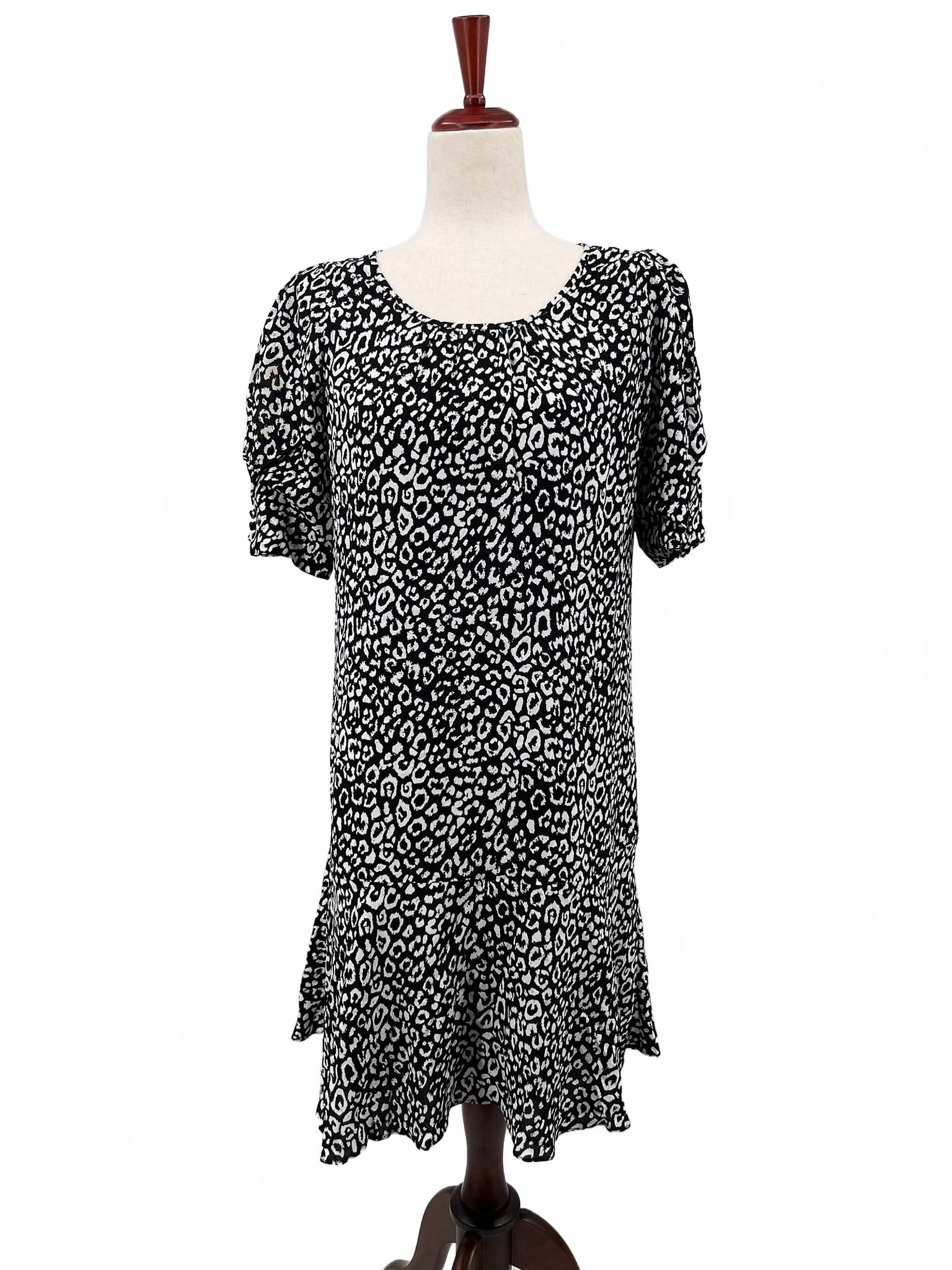 Joie Black/White Leopard Print Midi Dress