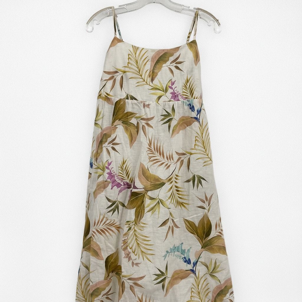 Velvet Heart Leaf Print White Midi Dress