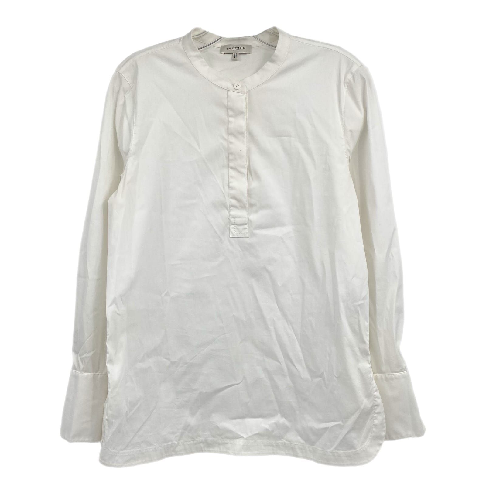 Lafayette 148 White Cotton Long Sleeve Button Blouse