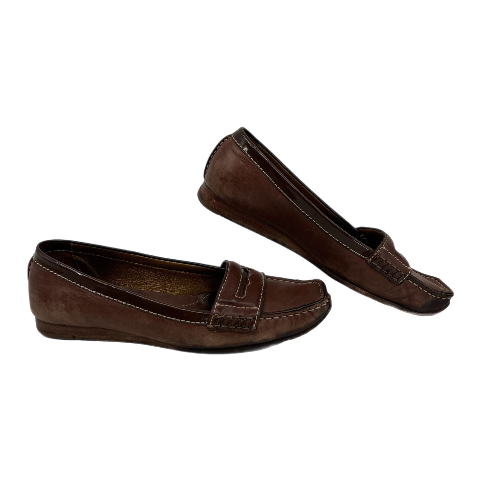 Cole Haan Brown Square Toe Leather Loafers