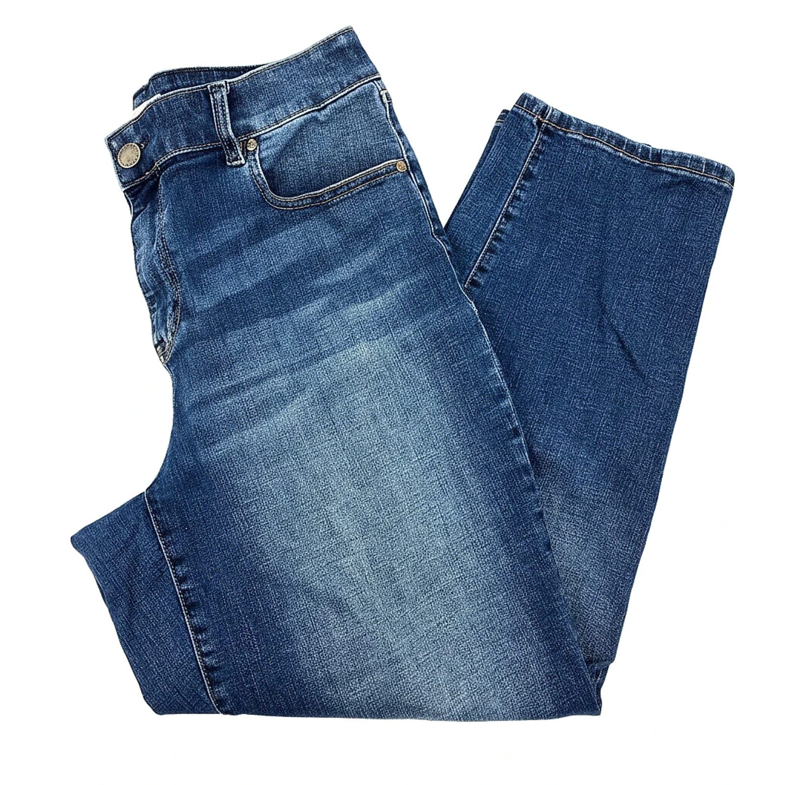 Lane Bryant Dark Wash High-Rise Girlfriend Straight Jeans