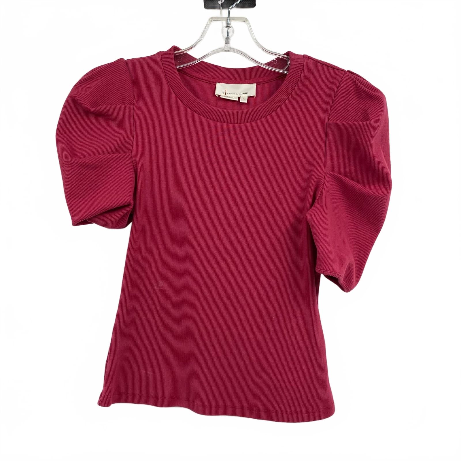 Anthropologie Puff Sleeve Tee Red