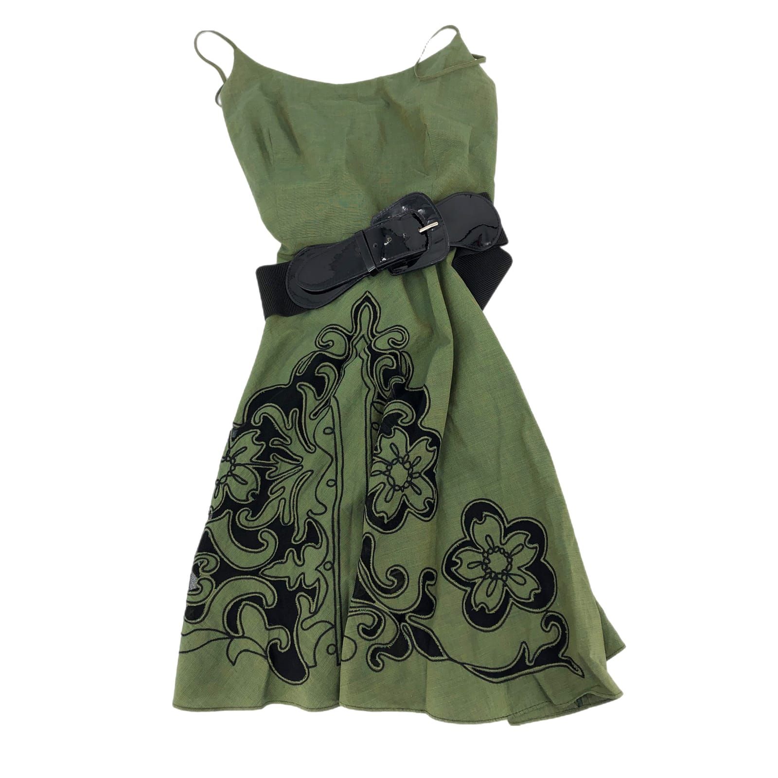 Steve Madden Green & Black High Neck Slip Dress