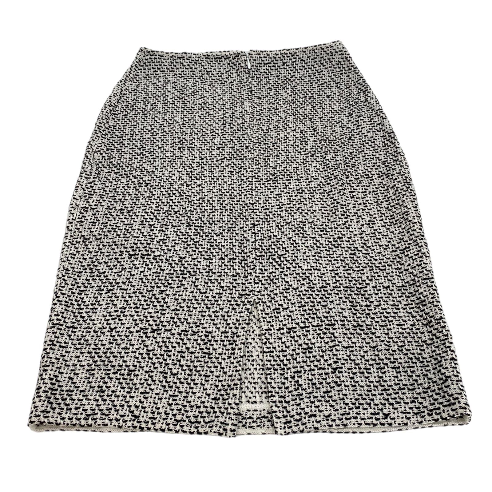 St. John Black and White Bandage Midi Skirt