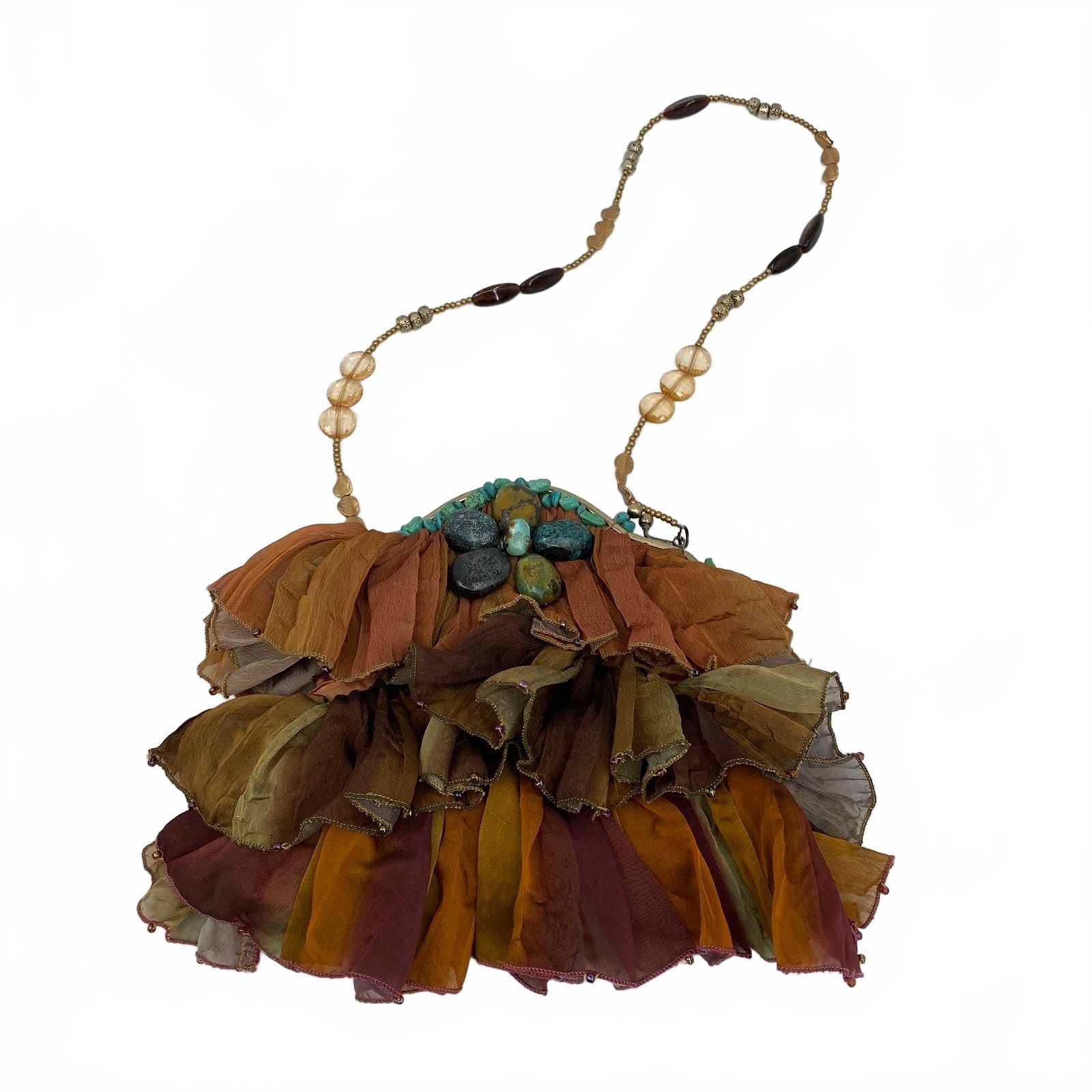 Mary Frances Brown Blue Shoulder Bag Rock my World Crossbody Stone