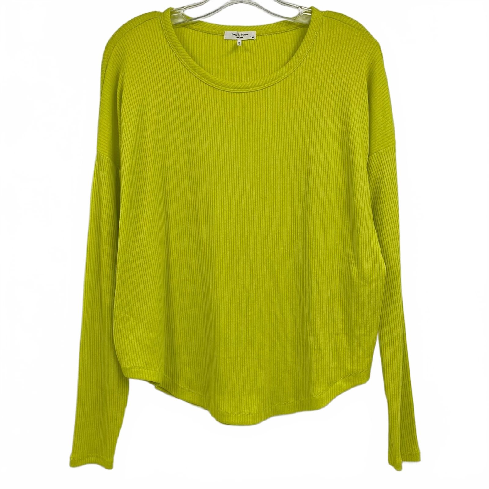 Rag & Bone Neon Green Ribbed Long Sleeve Top