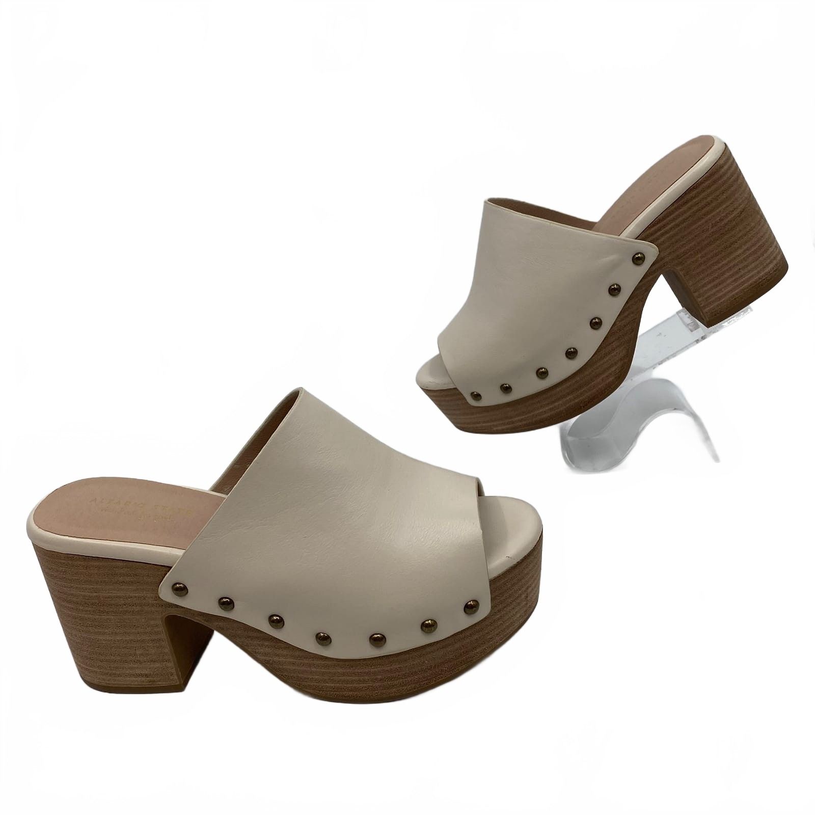 Altar'd State White Faux Leather Mule Heels