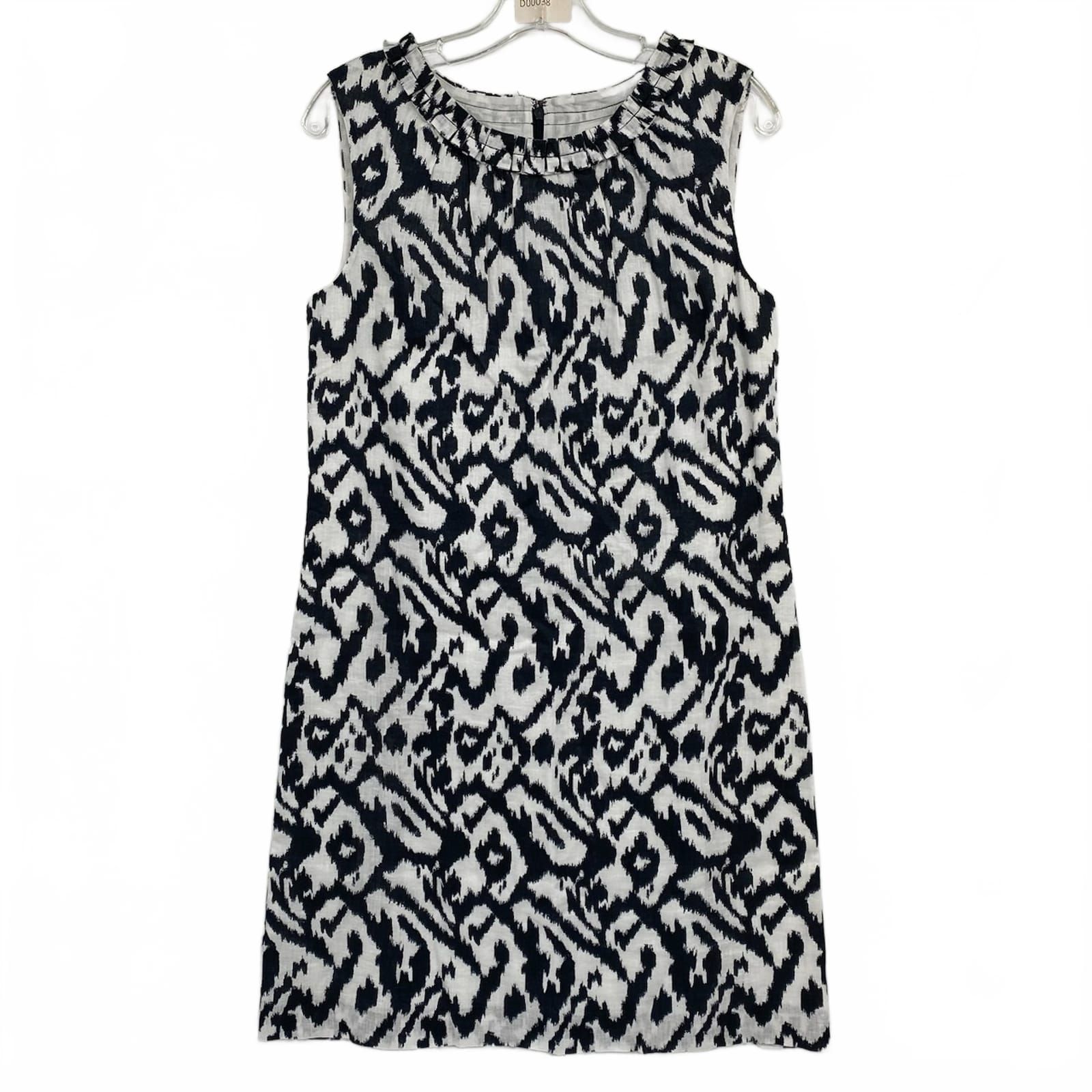 LOFT Linen Mini Dress White-Blue Printed